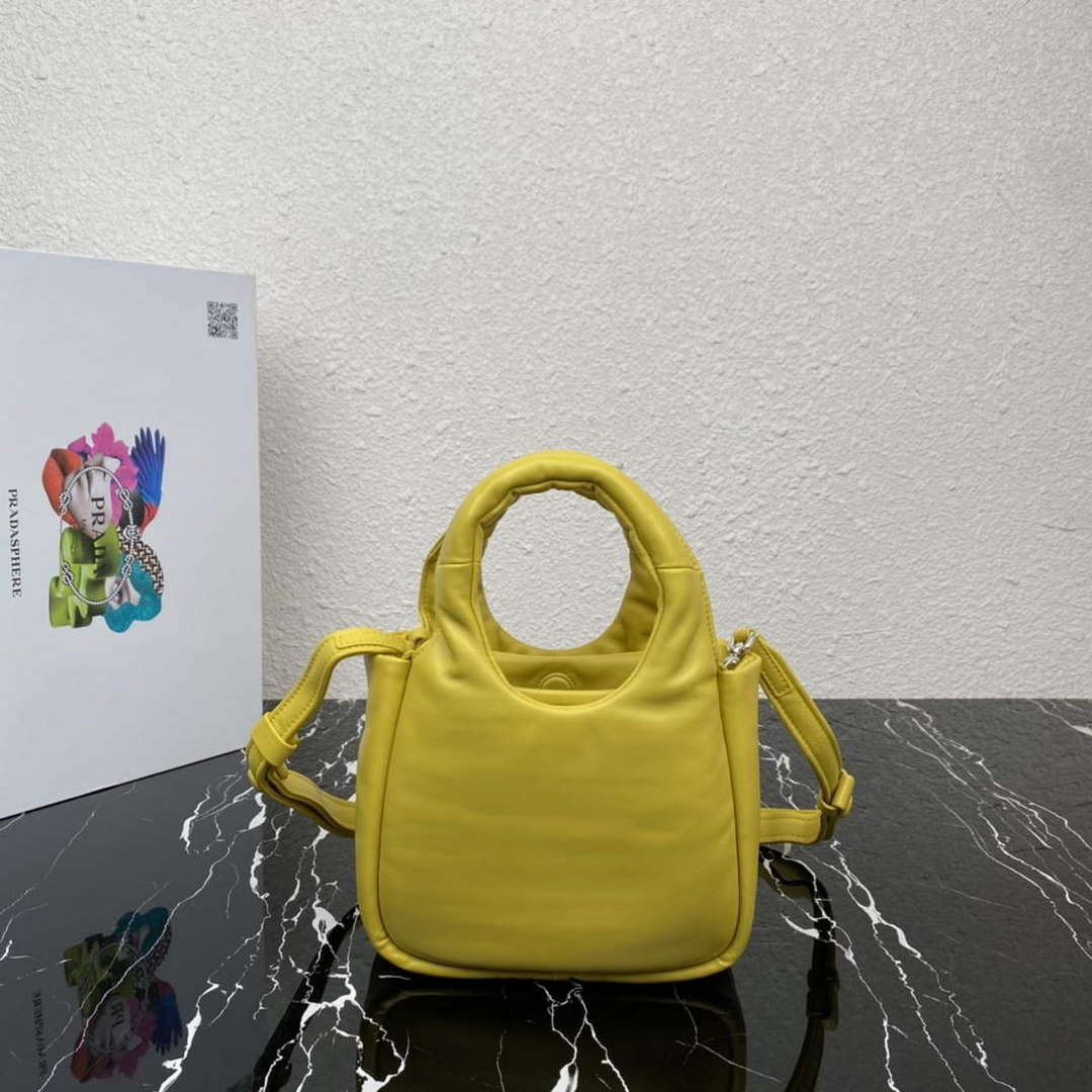 Prada 1BA359 Small Padded Prada Soft Nappa Leather Bag Yellow