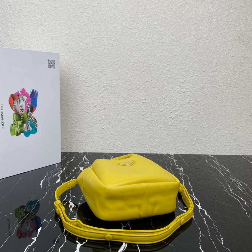 Prada 1BA359 Small Padded Prada Soft Nappa Leather Bag Yellow