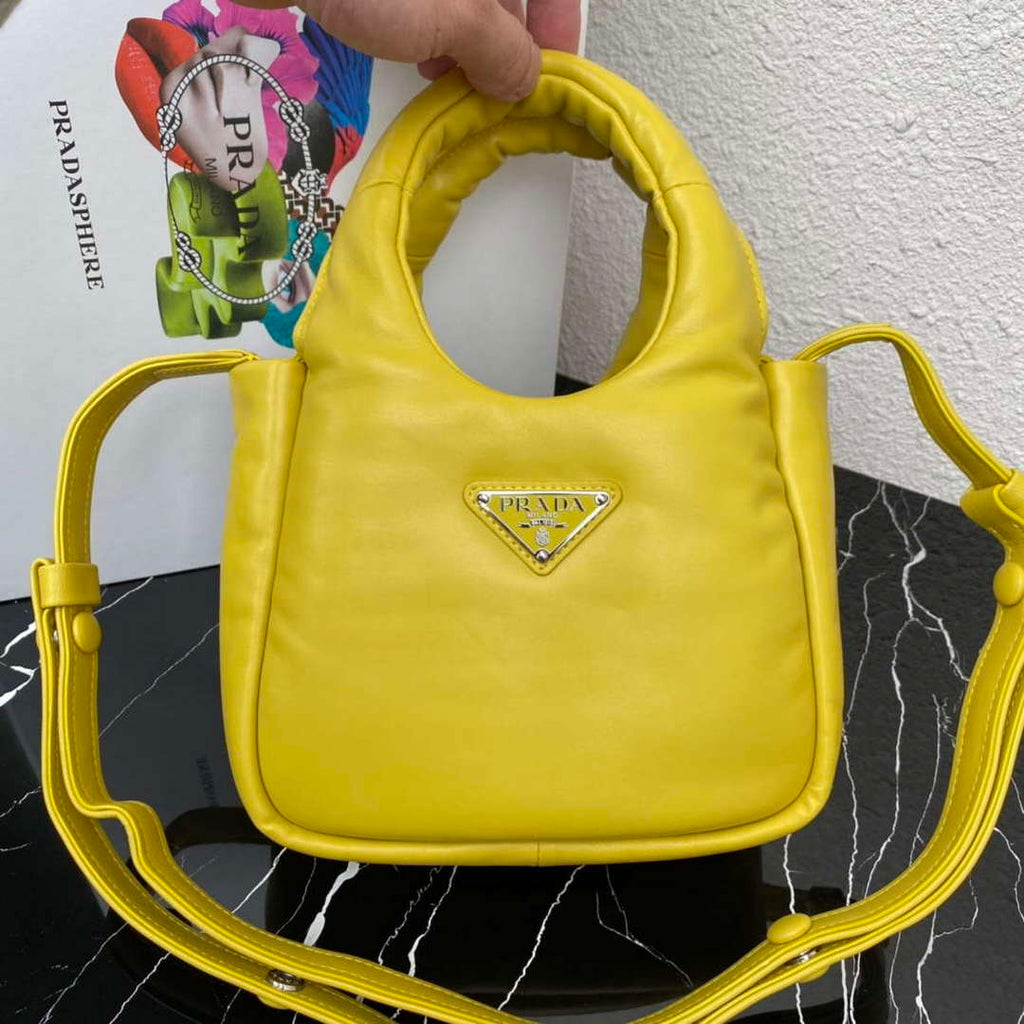 Prada 1BA359 Small Padded Prada Soft Nappa Leather Bag Yellow