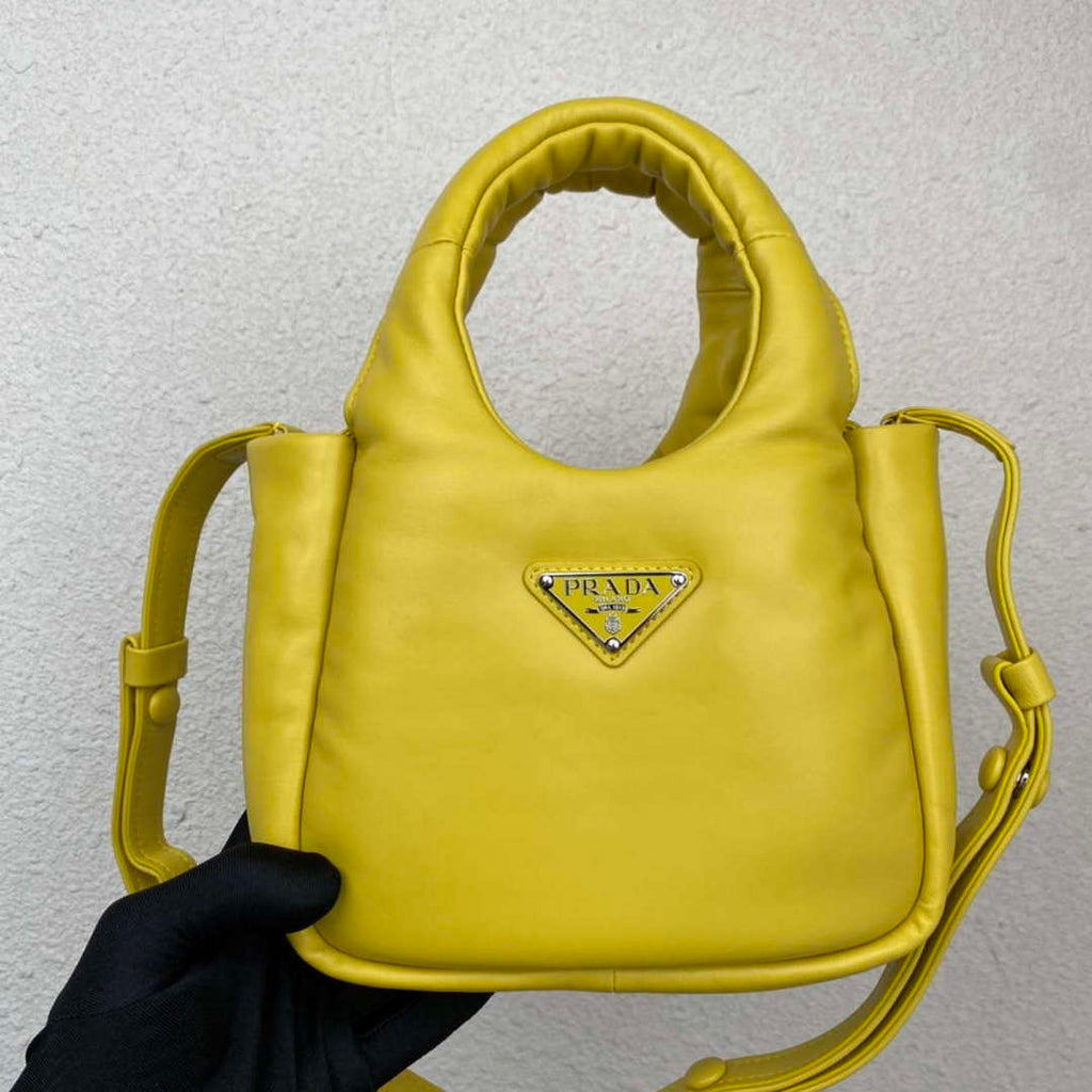 Prada 1BA359 Small Padded Prada Soft Nappa Leather Bag Yellow