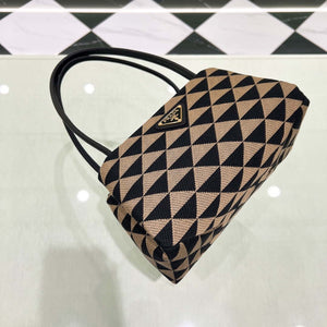 Prada 1BA368 From The Runway Small embroidered fabric Prada Symbole bag Black and Beige - Default Title - View 6