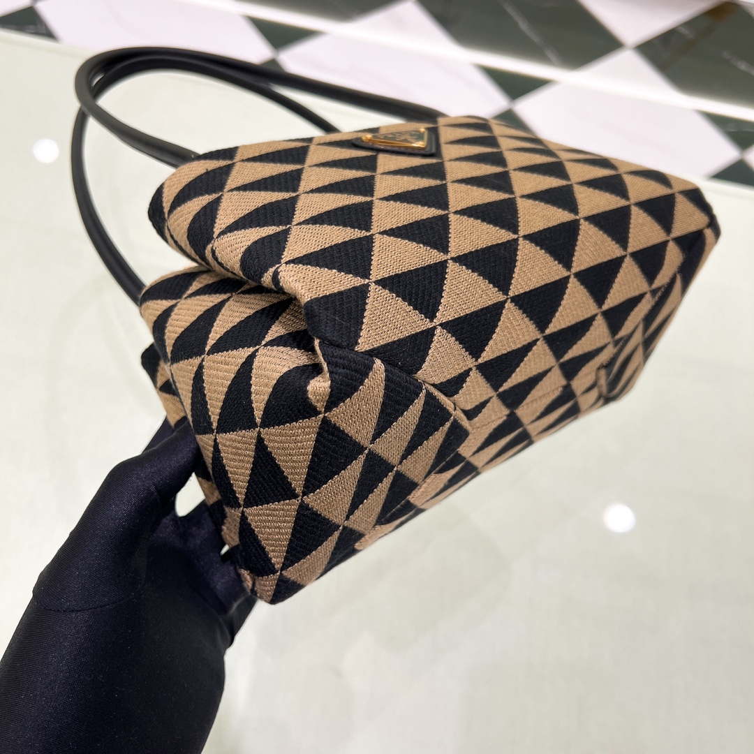 Prada 1BA368 From The Runway Small embroidered fabric Prada Symbole bag Black and Beige - Default Title - View 7
