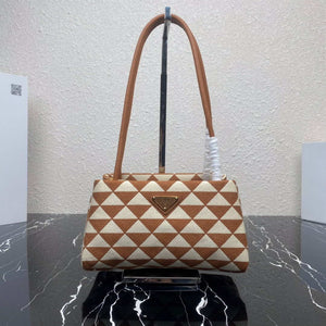 Prada 1BA368 From The Runway Small embroidered fabric Prada Symbole bag Beige and Orange - Default Title - View 1
