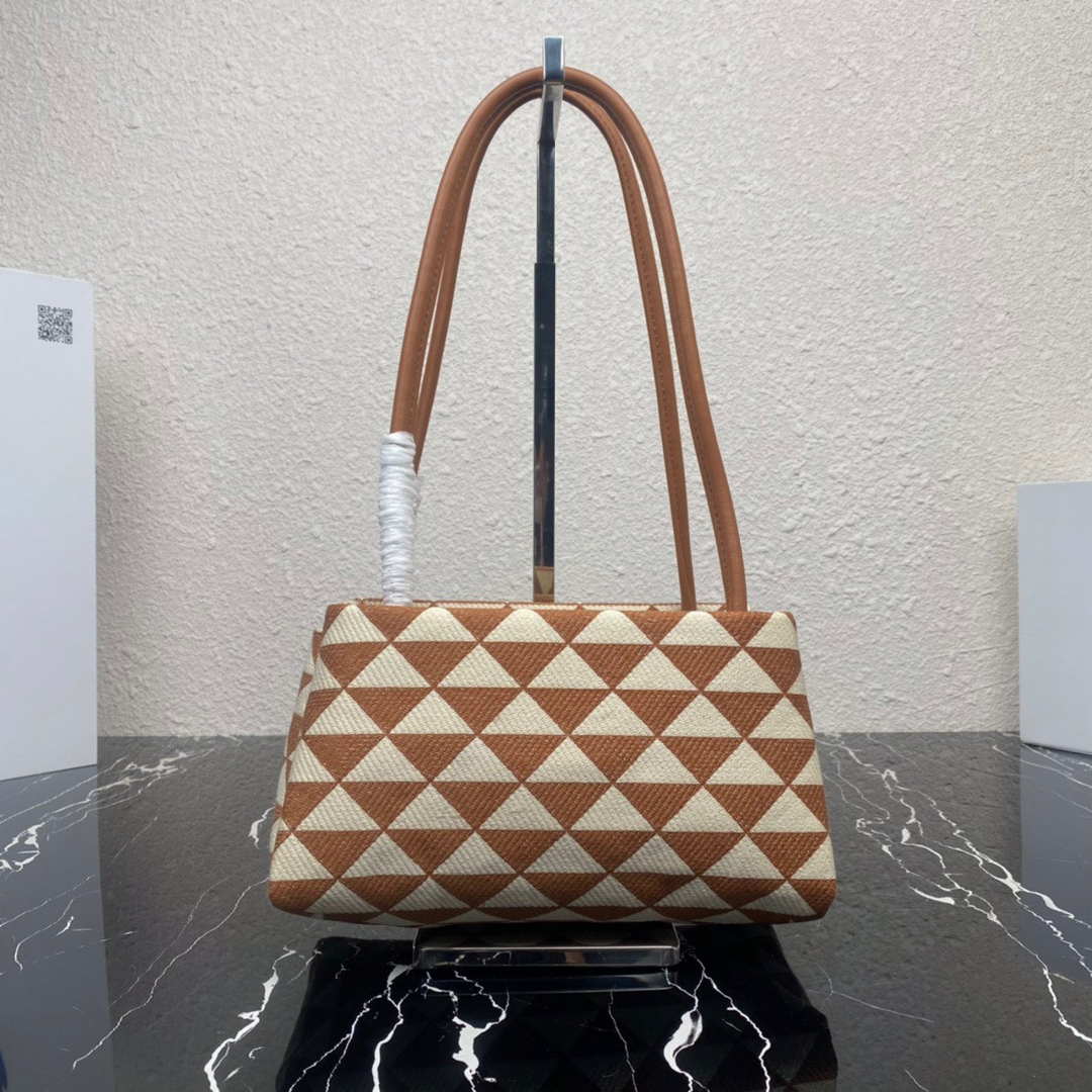 Prada 1BA368 From The Runway Small embroidered fabric Prada Symbole bag Beige and Orange