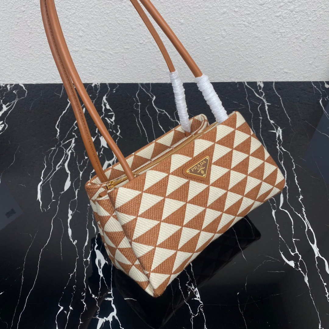 Prada 1BA368 From The Runway Small embroidered fabric Prada Symbole bag Beige and Orange - Default Title - View 4