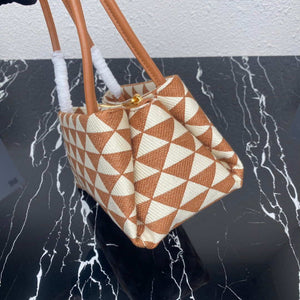 Prada 1BA368 From The Runway Small embroidered fabric Prada Symbole bag Beige and Orange - Default Title - View 5