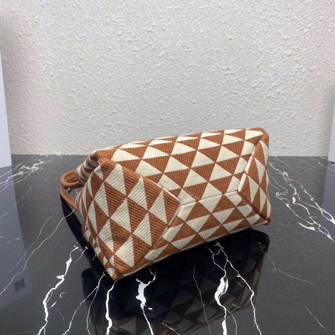 Prada 1BA368 From The Runway Small embroidered fabric Prada Symbole bag Beige and Orange - Default Title - View 6