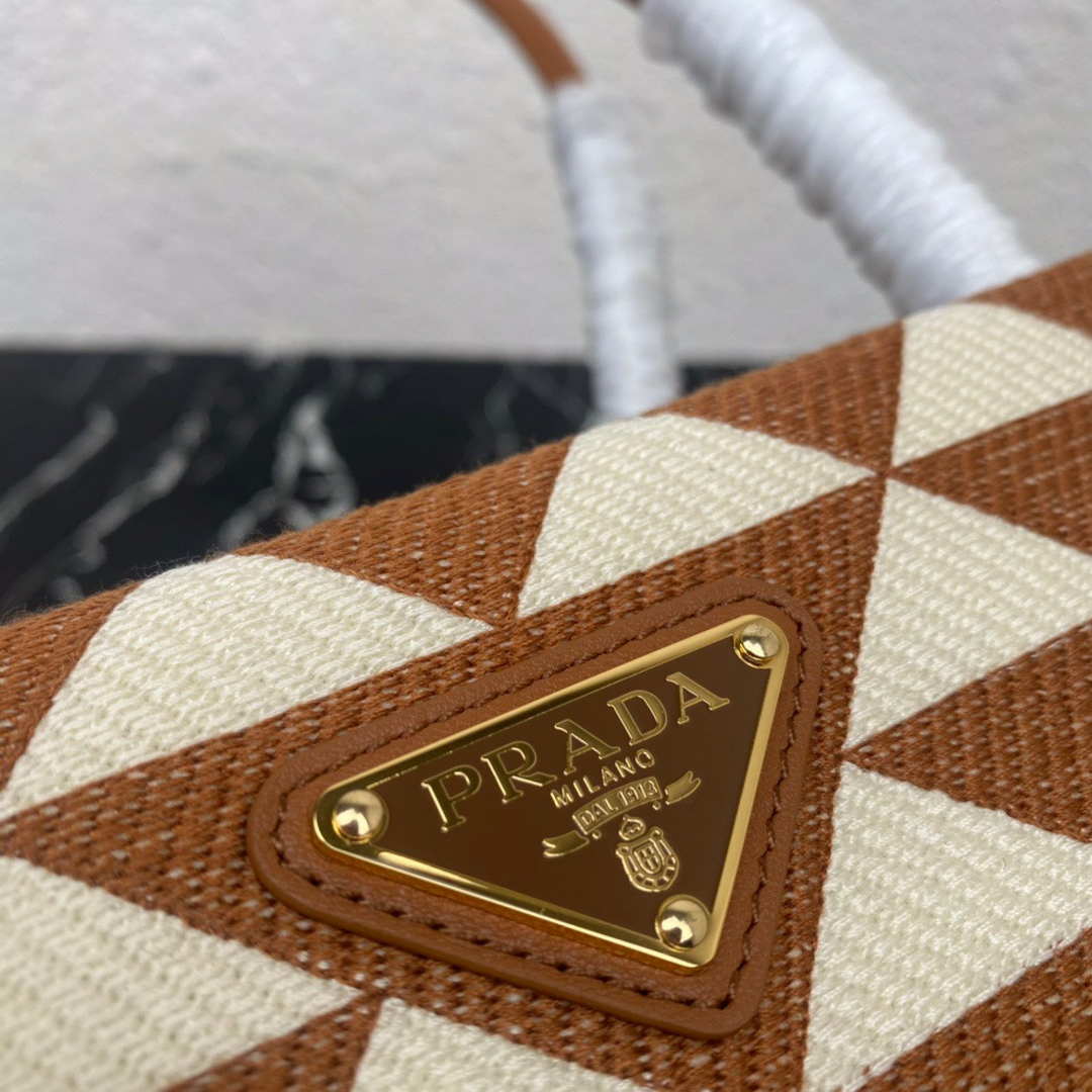 Prada 1BA368 From The Runway Small embroidered fabric Prada Symbole bag Beige and Orange - Default Title - View 7