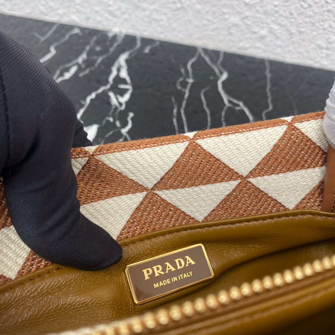 Prada 1BA368 From The Runway Small embroidered fabric Prada Symbole bag Beige and Orange - Default Title - View 9
