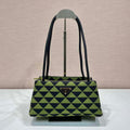 Prada 1BA368 From The Runway Small embroidered fabric Prada Symbole bag Black Ivy Green - Default Title - View 1