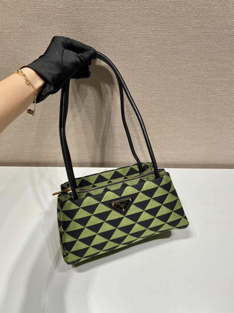 Prada 1BA368 From The Runway Small embroidered fabric Prada Symbole bag Black Ivy Green - Default Title - View 2