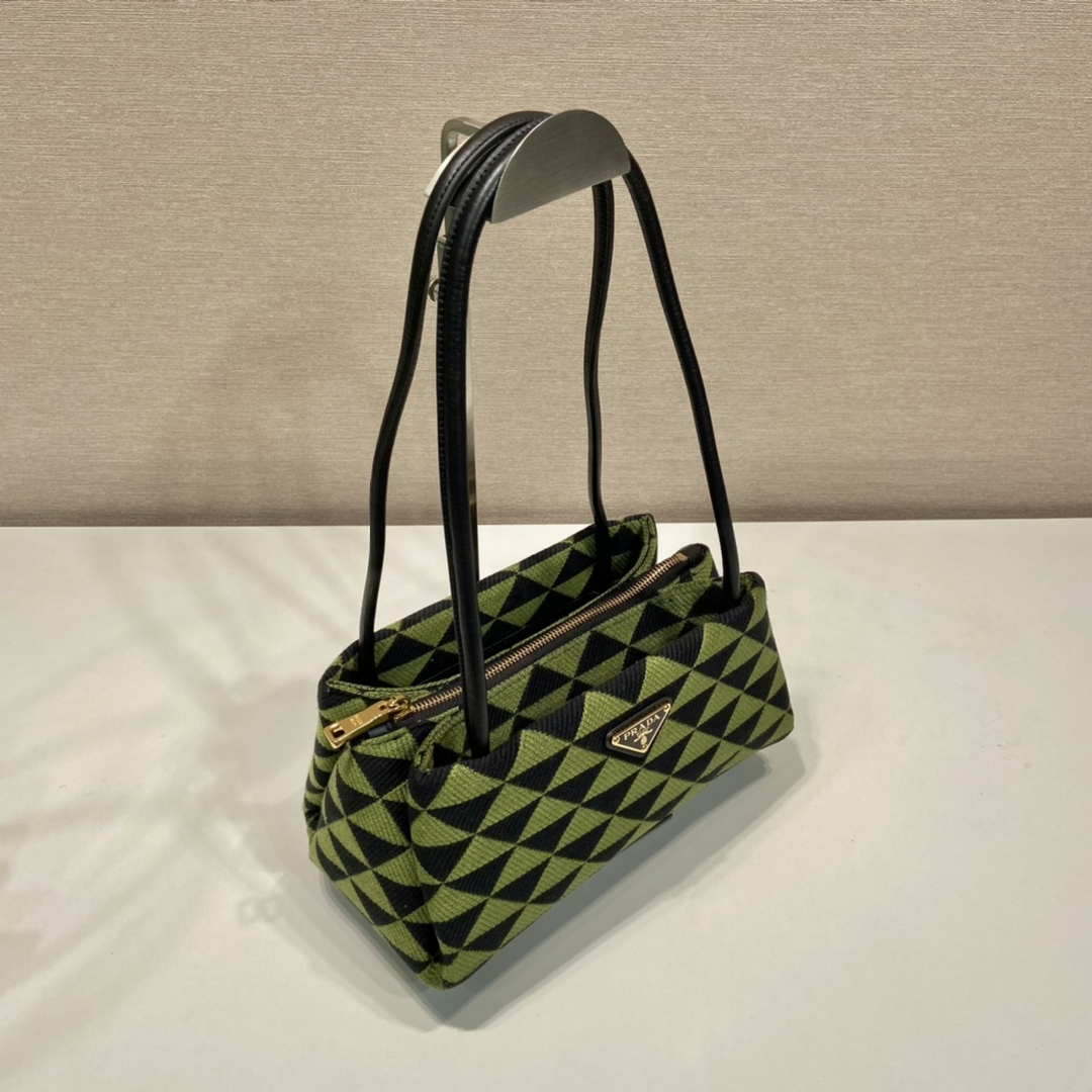 Prada 1BA368 From The Runway Small embroidered fabric Prada Symbole bag Black Ivy Green - Default Title - View 3