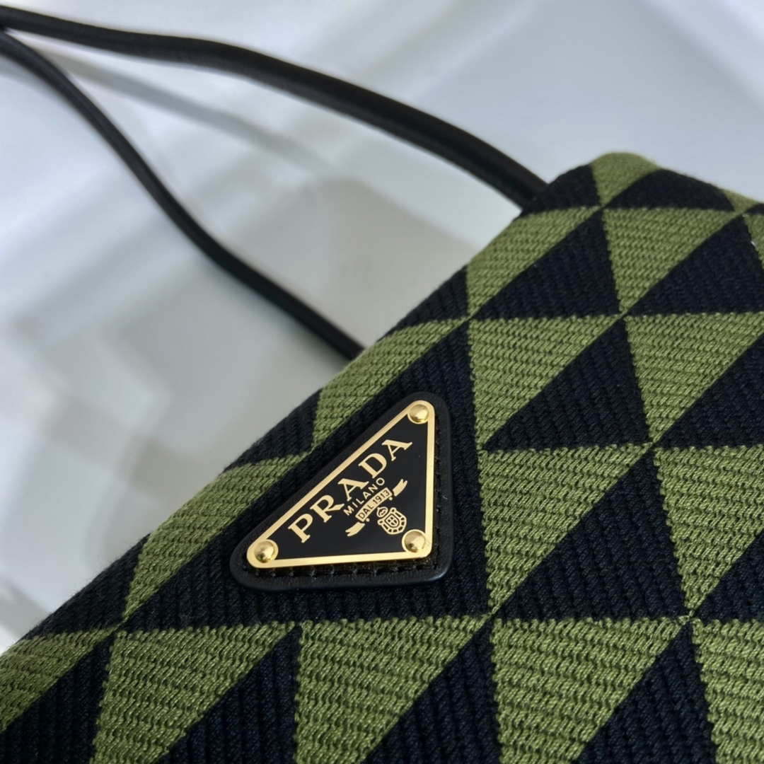 Prada 1BA368 From The Runway Small embroidered fabric Prada Symbole bag Black Ivy Green - Default Title - View 5