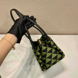 Prada 1BA368 From The Runway Small embroidered fabric Prada Symbole bag Black Ivy Green - Default Title - View 6