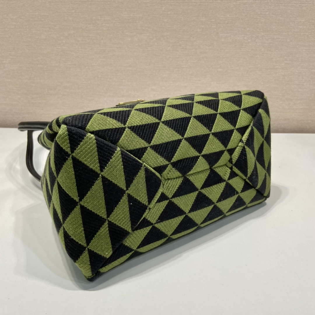 Prada 1BA368 From The Runway Small embroidered fabric Prada Symbole bag Black Ivy Green - Default Title - View 7