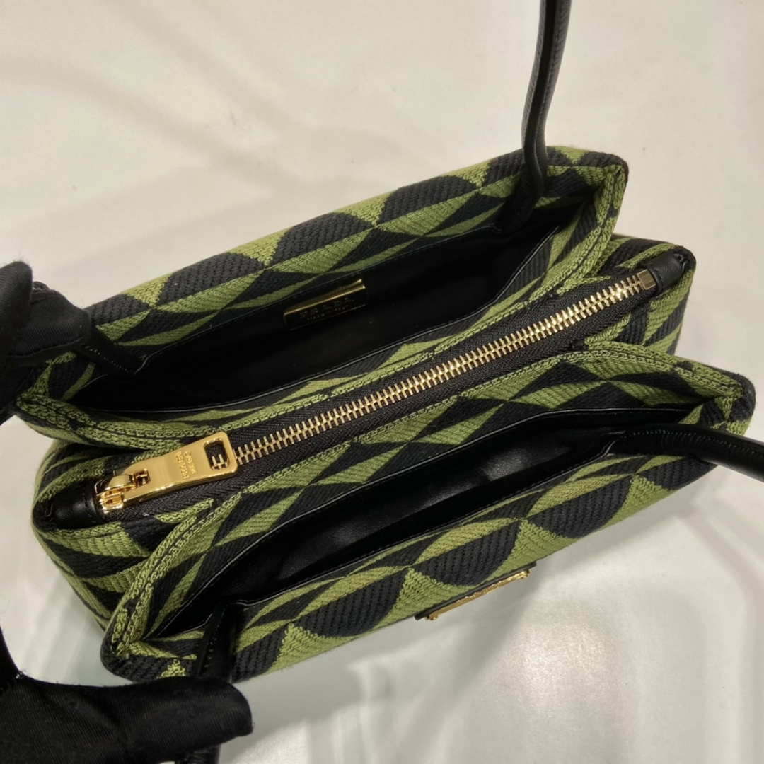 Prada 1BA368 From The Runway Small embroidered fabric Prada Symbole bag Black Ivy Green - Default Title - View 8