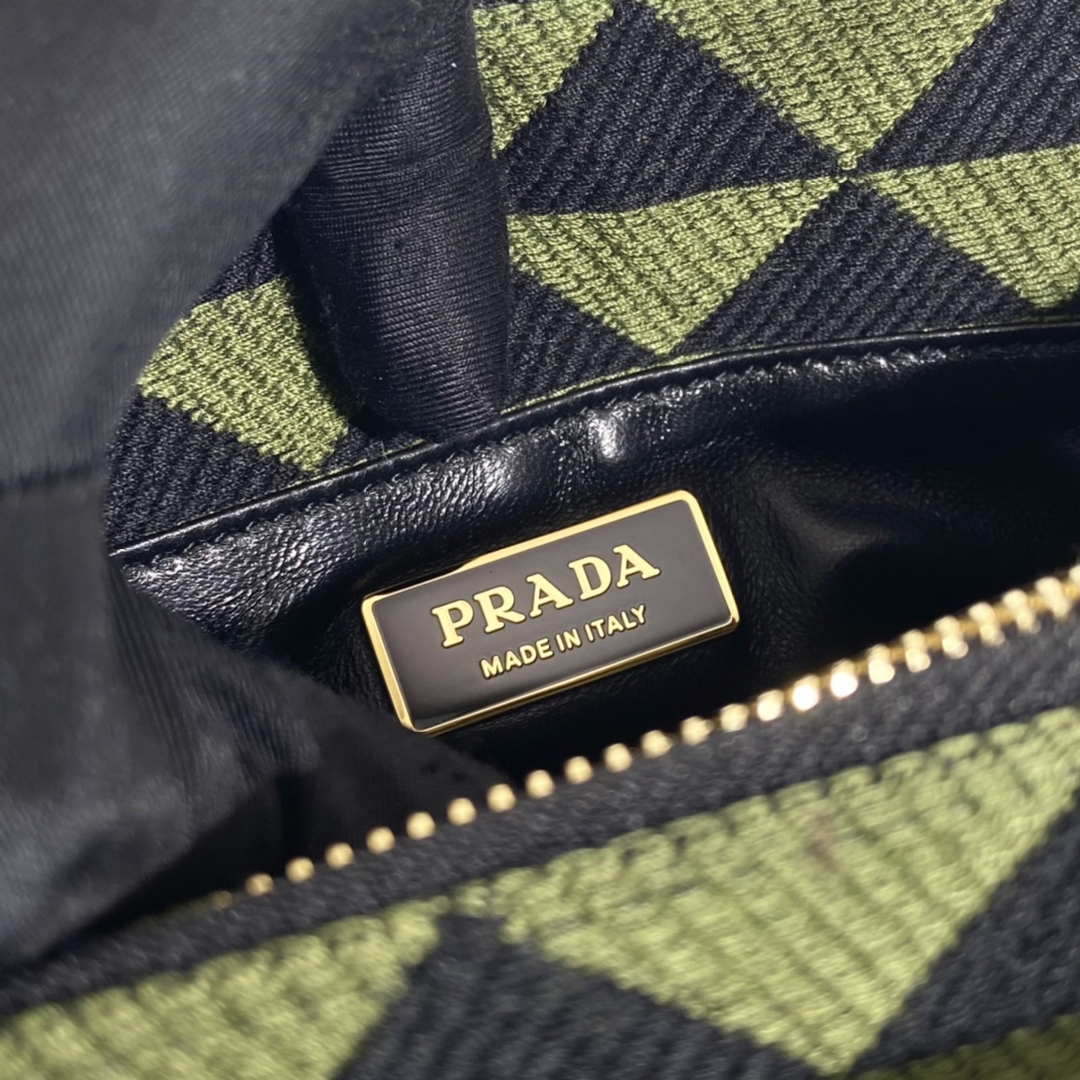 Prada 1BA368 From The Runway Small embroidered fabric Prada Symbole bag Black Ivy Green - Default Title - View 9