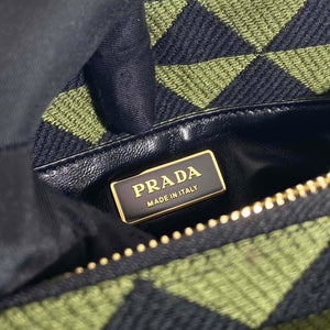 Prada 1BA368 From The Runway Small embroidered fabric Prada Symbole bag Black Ivy Green - Default Title - View 9