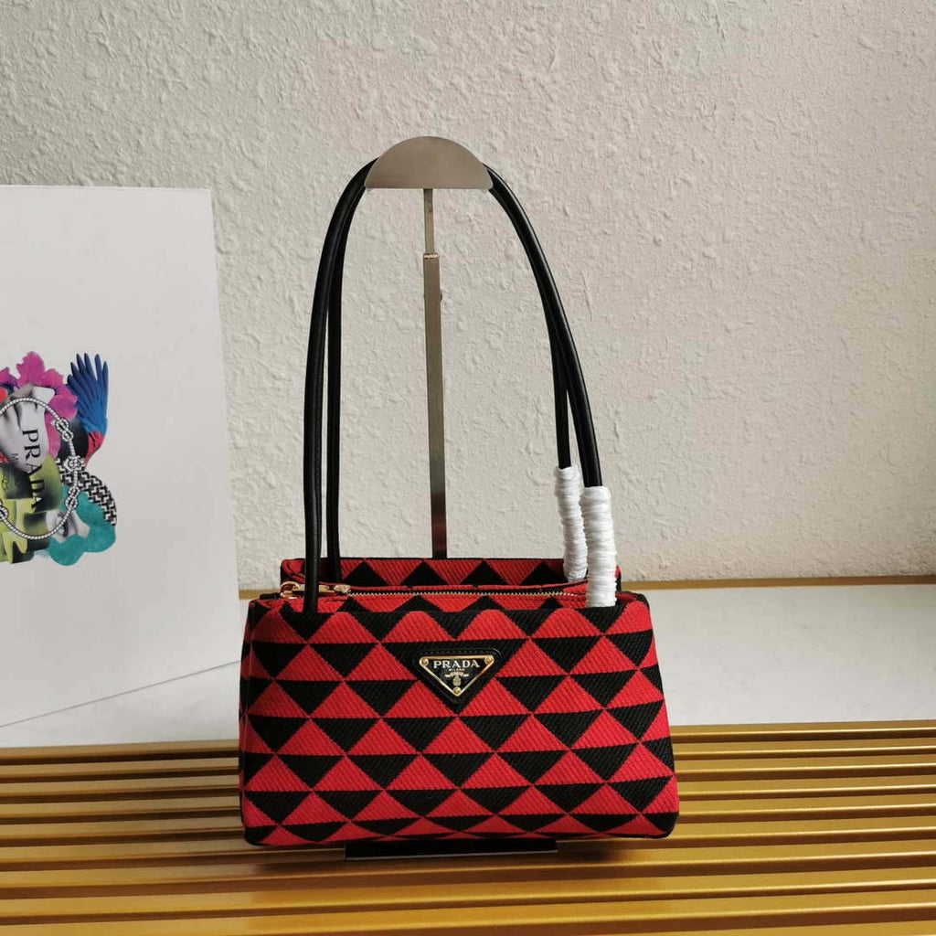 Prada 1BA368 From The Runway Small embroidered fabric Prada Symbole bag Red