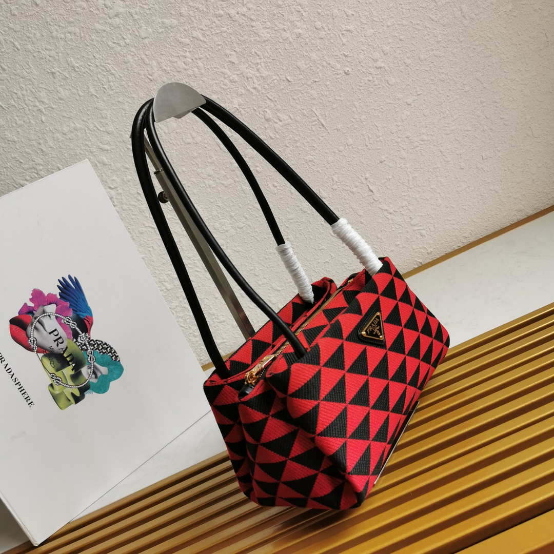 Prada 1BA368 From The Runway Small embroidered fabric Prada Symbole bag Red - Default Title - View 3