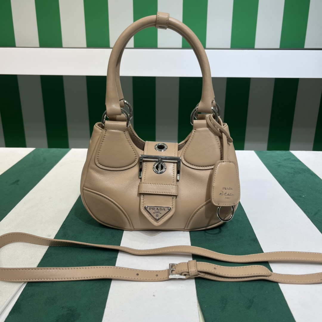 Prada 1BA368 Moon padded nappa-leather bag Apricot