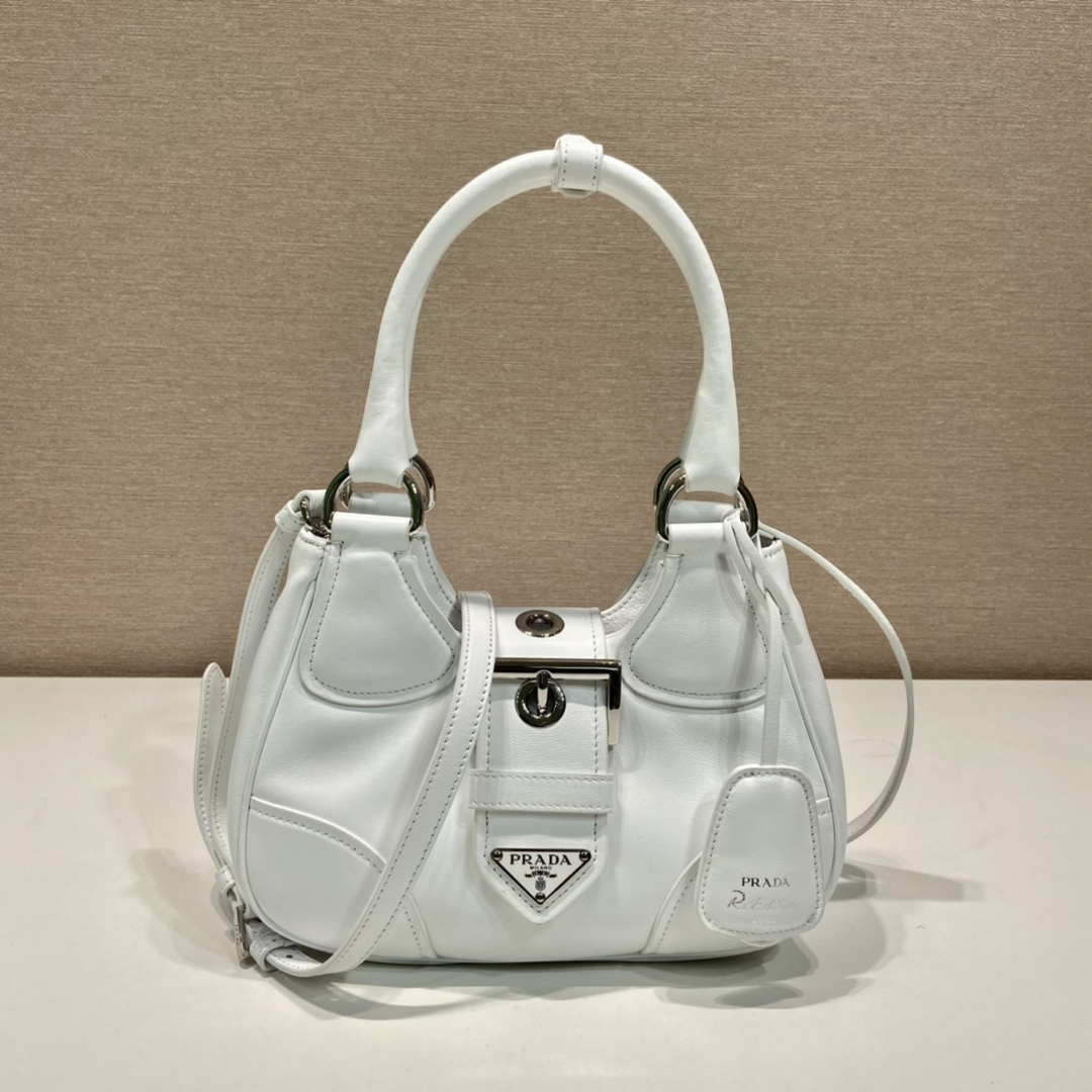 Prada 1BA368 Moon padded nappa-leather bag White