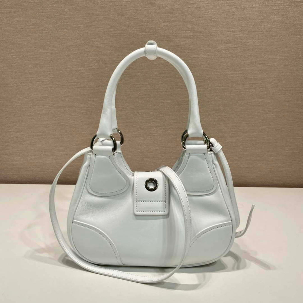 Prada 1BA368 Moon padded nappa-leather bag White