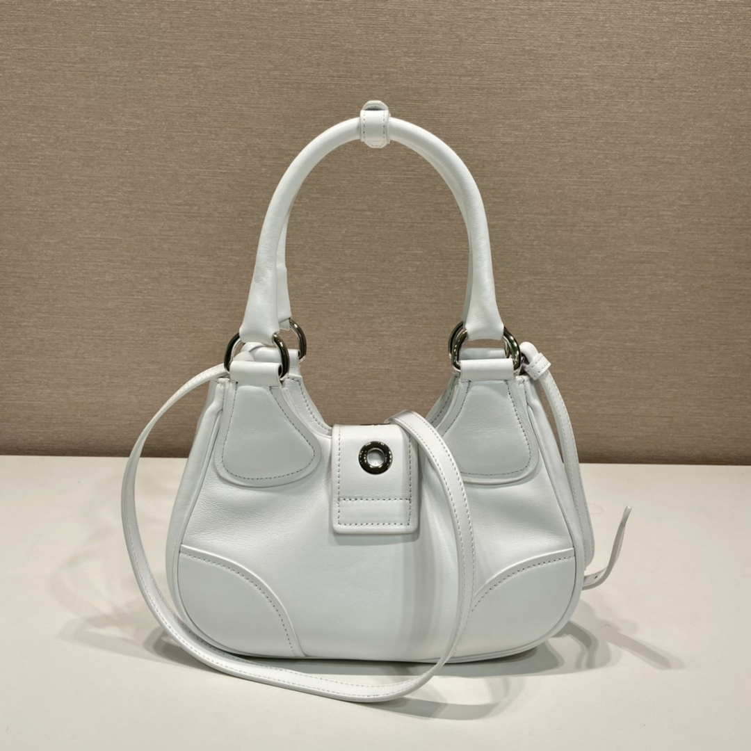 Prada 1BA368 Moon padded nappa-leather bag White