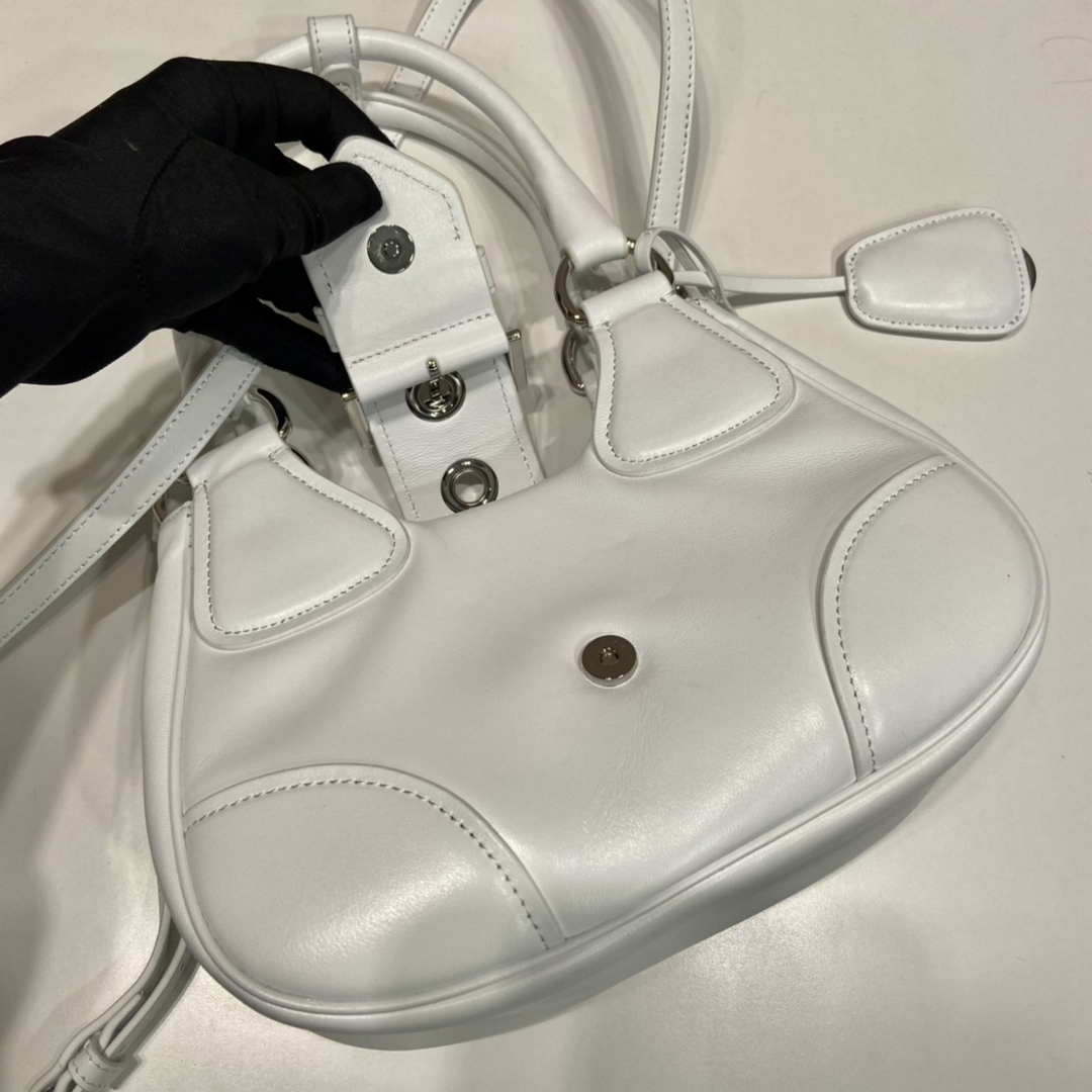 Prada 1BA368 Moon padded nappa-leather bag White