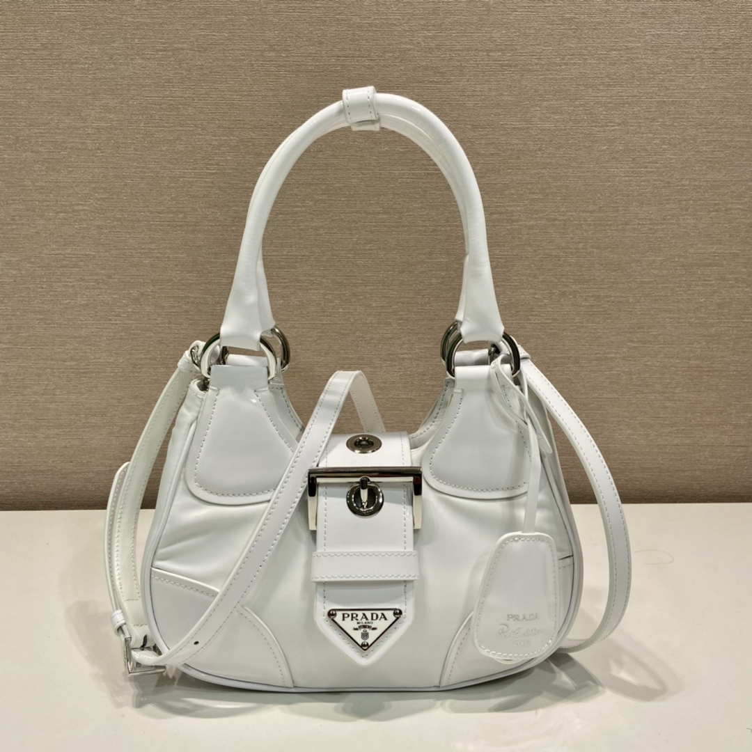 Prada 1BA368 Moon padded patent leather bag White - Default Title - View 1