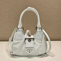 Prada 1BA368 Moon padded patent leather bag White