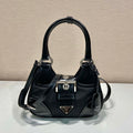 Prada 1BA368 Prada Moon Re-Nylon and leather bag Black - Default Title - View 1