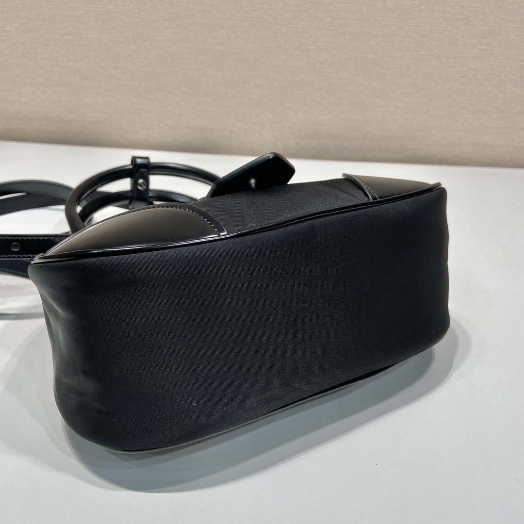Prada 1BA368 Prada Moon Re-Nylon and leather bag Black - Default Title - View 7
