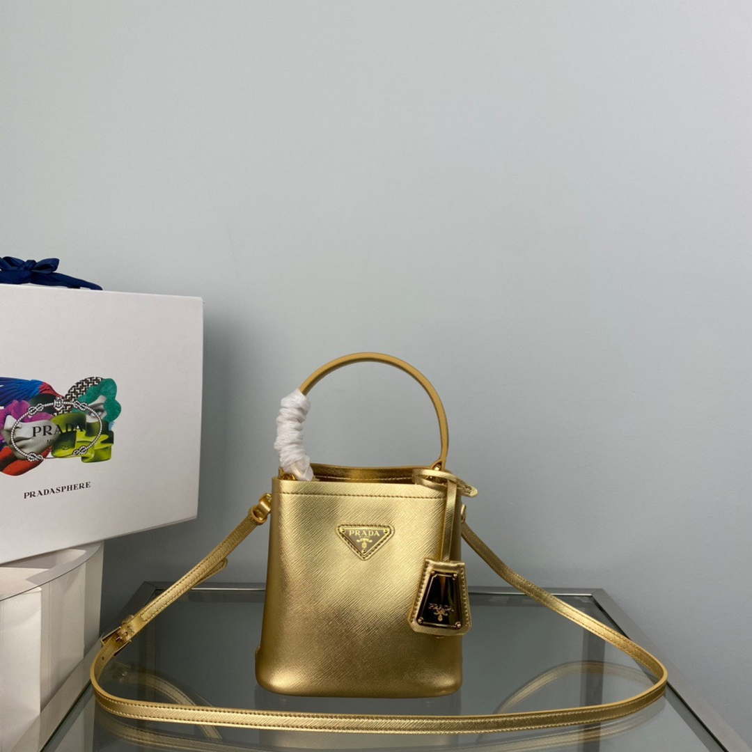 Prada 1BA373 Prada Panier Saffiano leather mini-bag Gold - Default Title - View 1