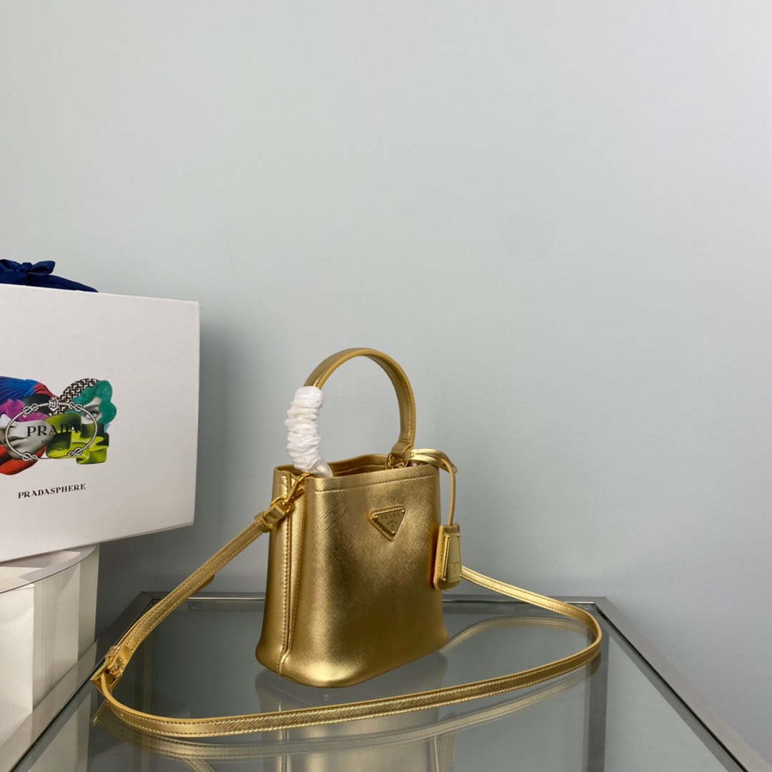 Prada 1BA373 Prada Panier Saffiano leather mini-bag Gold - Default Title - View 3