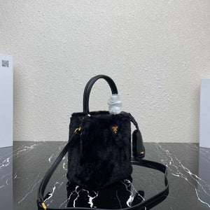 Prada 1BA373 Prada Panier shearling mini-bag Black - Default Title - View 3