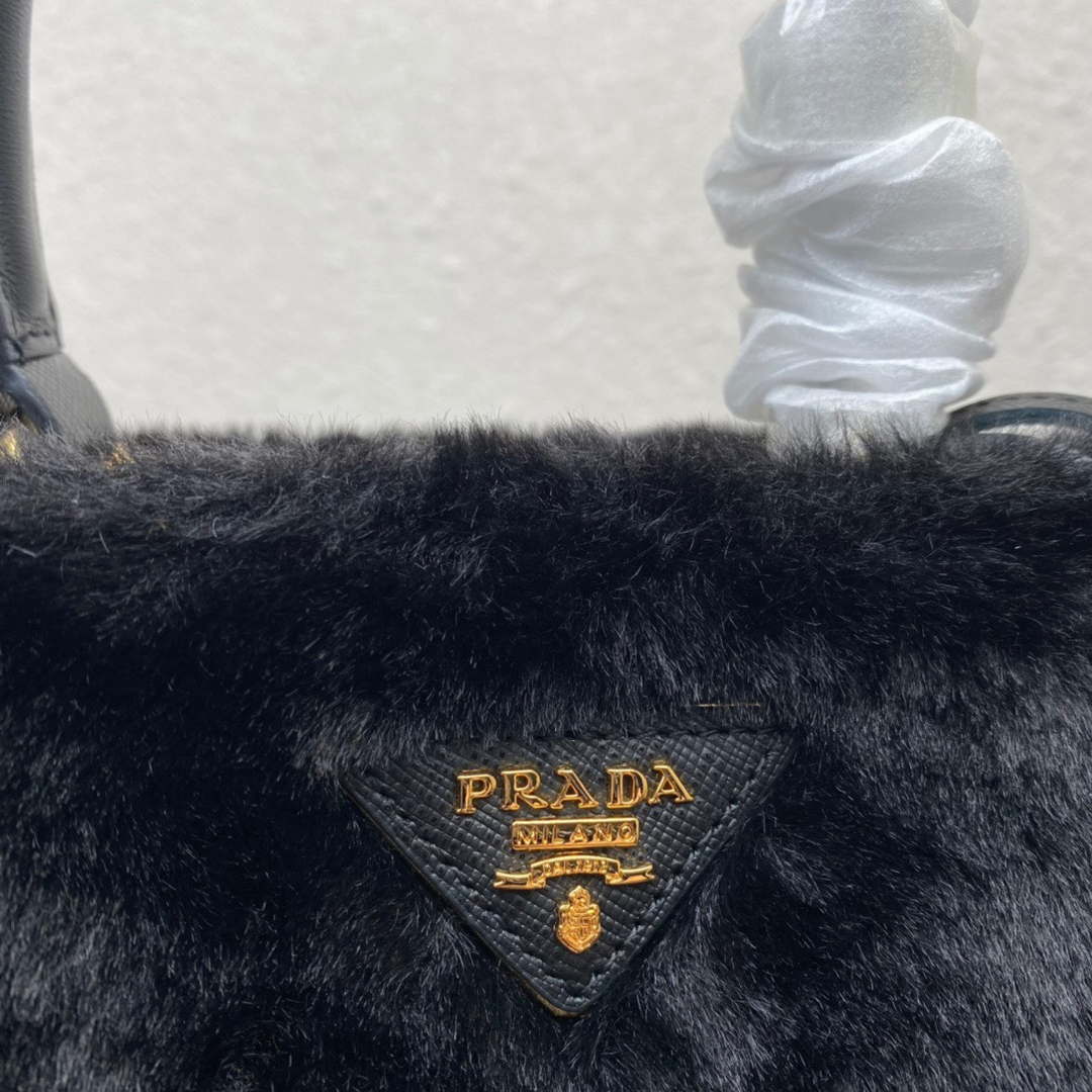 Prada 1BA373 Prada Panier shearling mini-bag Black - Default Title - View 6