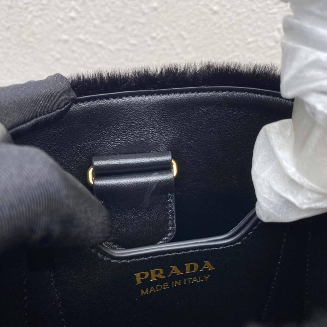 Prada 1BA373 Prada Panier shearling mini-bag Black - Default Title - View 9