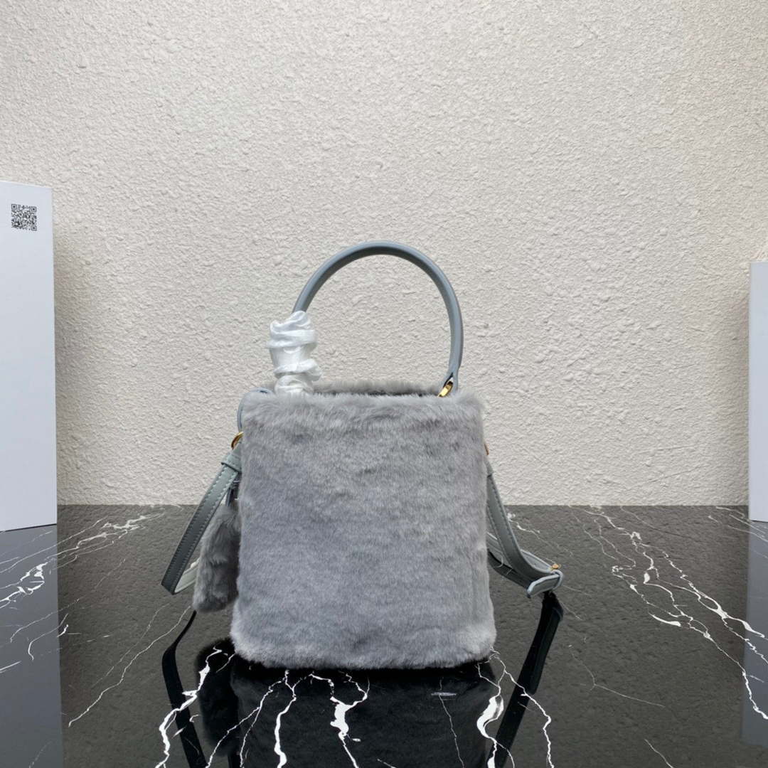 Prada 1BA373 Prada Panier shearling mini-bag Gray