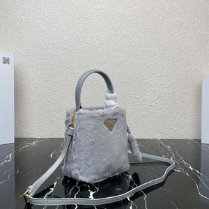 Prada 1BA373 Prada Panier shearling mini-bag Gray - Default Title - View 3