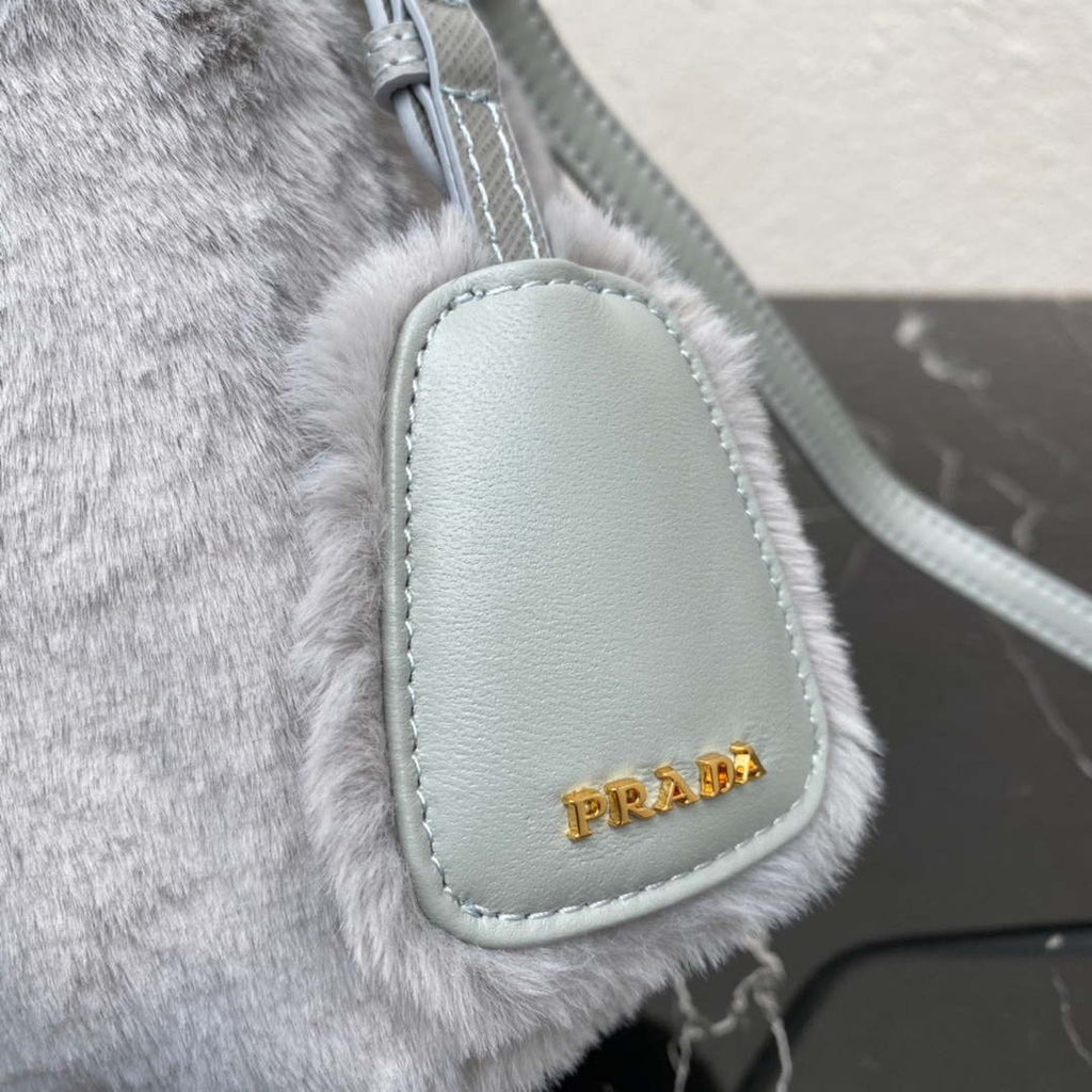 Prada 1BA373 Prada Panier shearling mini-bag Gray