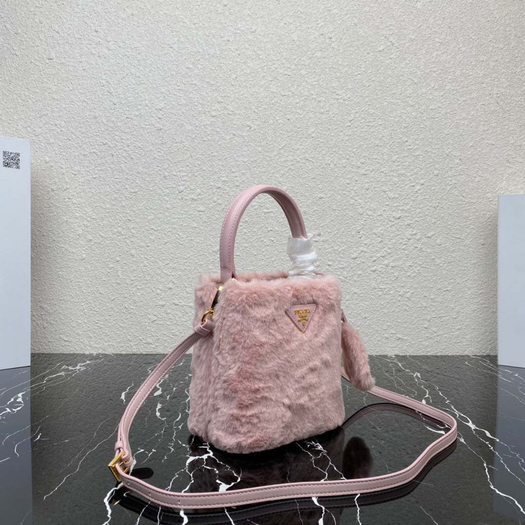 Prada 1BA373 Prada Panier shearling mini-bag Pink