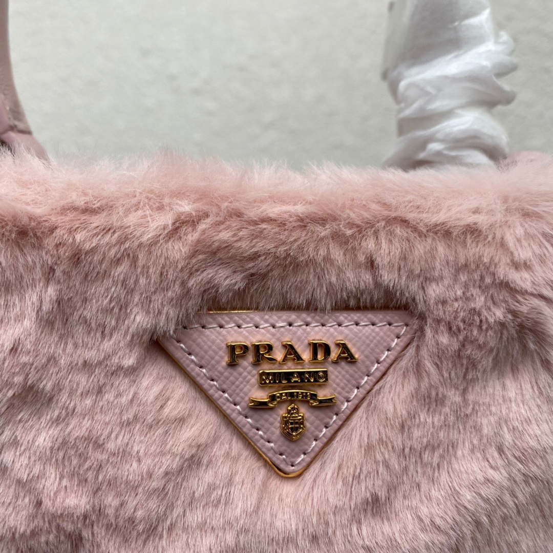 Prada 1BA373 Prada Panier shearling mini-bag Pink