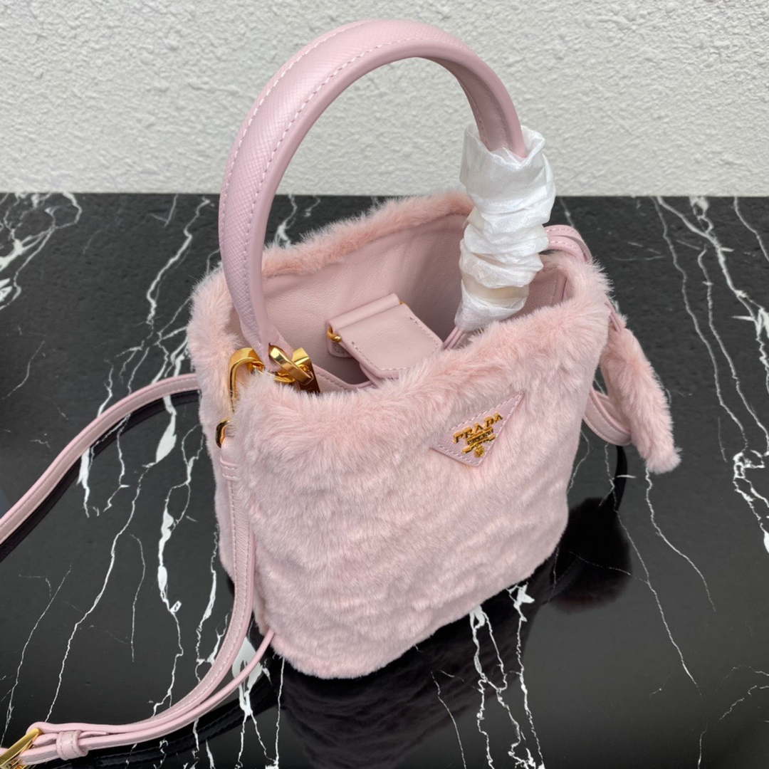 Prada 1BA373 Prada Panier shearling mini-bag Pink - Default Title - View 8