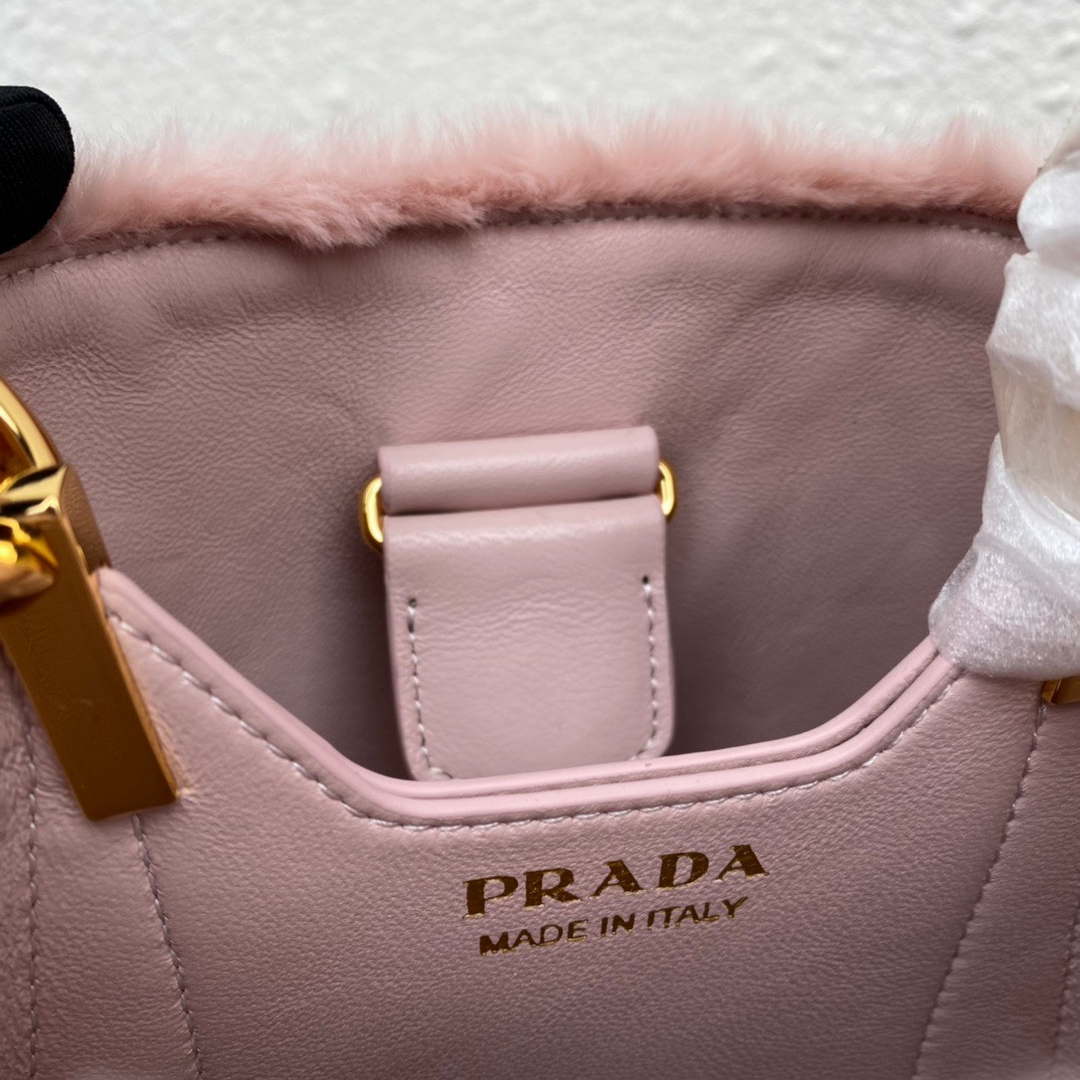 Prada 1BA373 Prada Panier shearling mini-bag Pink - Default Title - View 9