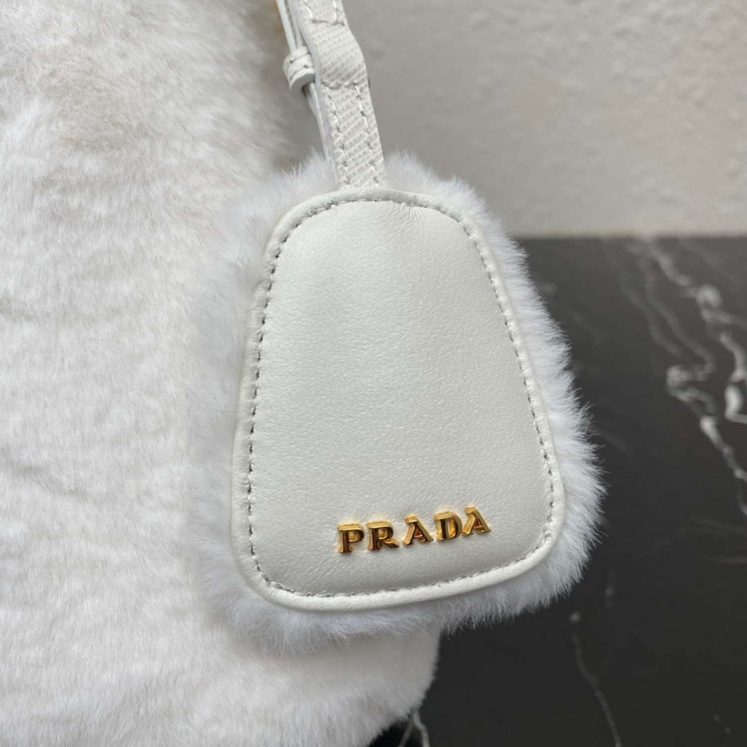 Prada 1BA373 Prada Panier shearling mini-bag White