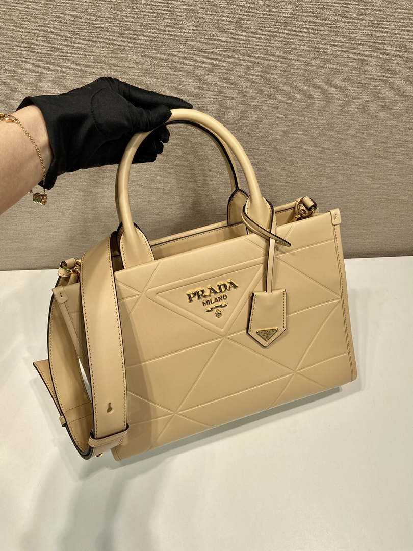Prada 1BA379 Small leather Prada Symbole bag with topstitching Apricot - Default Title - View 2