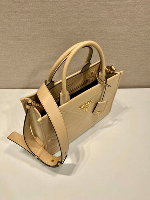 Prada 1BA379 Small leather Prada Symbole bag with topstitching Apricot - Default Title - View 3