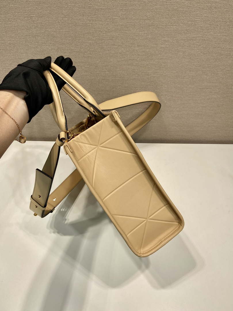 Prada 1BA379 Small leather Prada Symbole bag with topstitching Apricot - Default Title - View 5