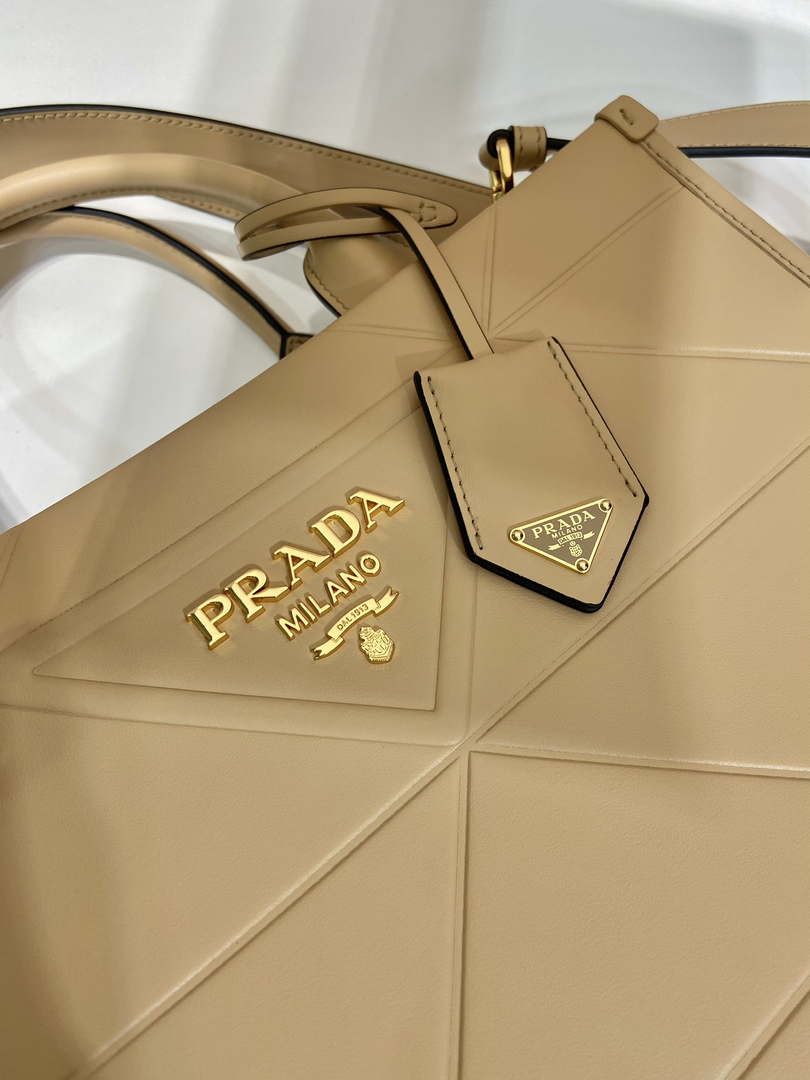 Prada 1BA379 Small leather Prada Symbole bag with topstitching Apricot - Default Title - View 6